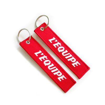 OEM di colori del confine 12 di Logo Custom Embroidered Keychain Twill Merrowed