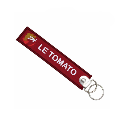 Il logo di marca ha ricamato il materiale a catena chiave del filato tessuto Merrowed