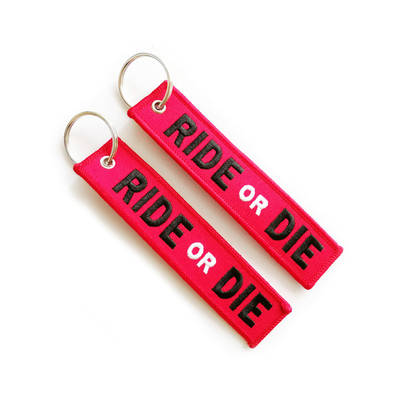 OEM di colori del confine 12 di Logo Custom Embroidered Keychain Twill Merrowed