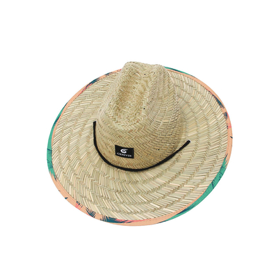 OEM di Mat Grass Material di pesca di Logo Patch Straw Hat Per del ricamo
