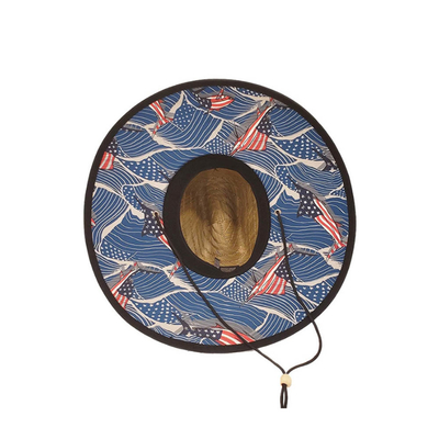 OEM di Mat Grass Material di pesca di Logo Patch Straw Hat Per del ricamo